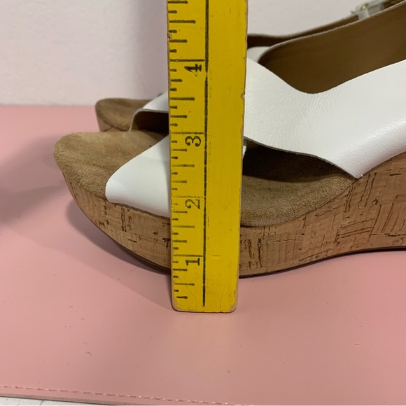 CLARKS White Leather Wedge Sandals Caslynn Shae Platform Summer Spring - Picture 6 of 11